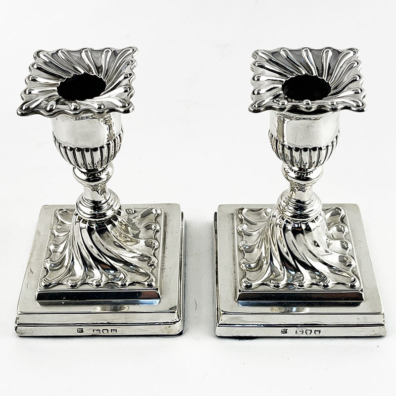 Pair of Dwarf Size Victorian Sterling Silver Candlesticks (1893)