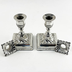 Pair of Dwarf Size Victorian Sterling Silver Candlesticks