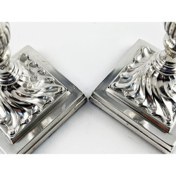 Pair of Dwarf Size Victorian Sterling Silver Candlesticks