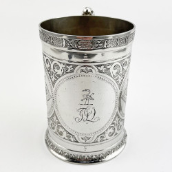 Decorative George Unite Victorian Sterling Silver Pint Mug