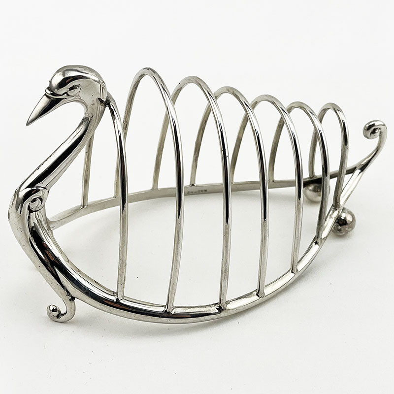 Late Victorian Novelty Swan Sterling Silver Toast Rack (1900)