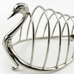 Late Victorian Novelty Swan Sterling Silver Toast Rack