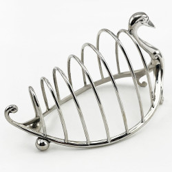 Late Victorian Novelty Swan Sterling Silver Toast Rack