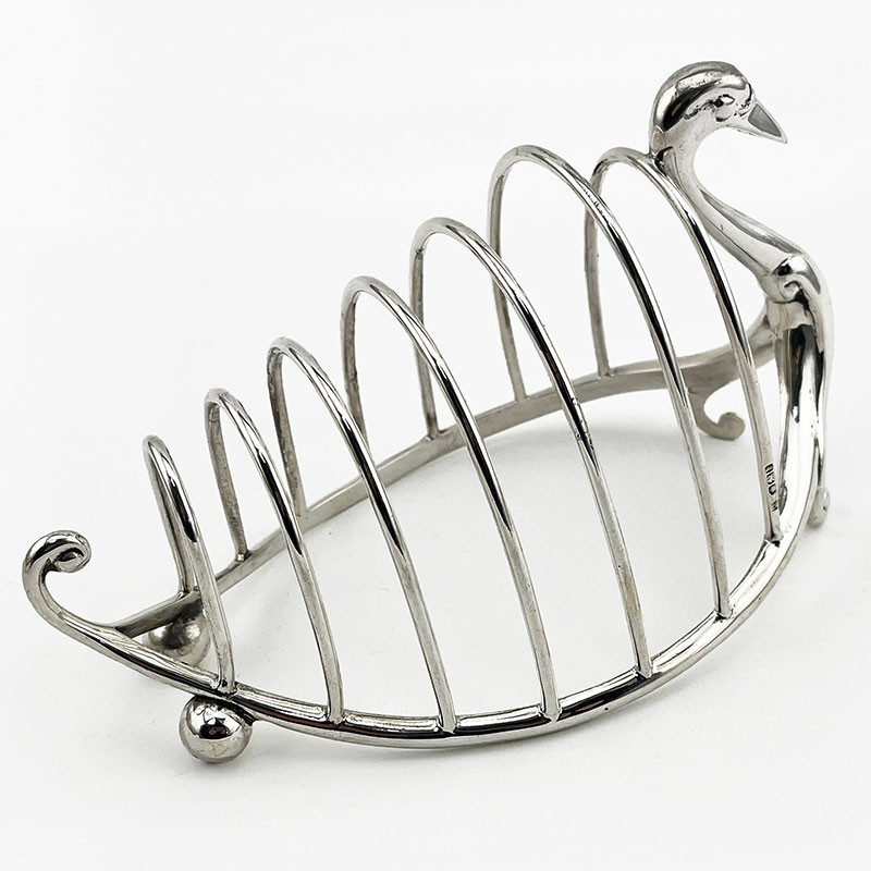 Late Victorian Novelty Swan Sterling Silver Toast Rack (1900)
