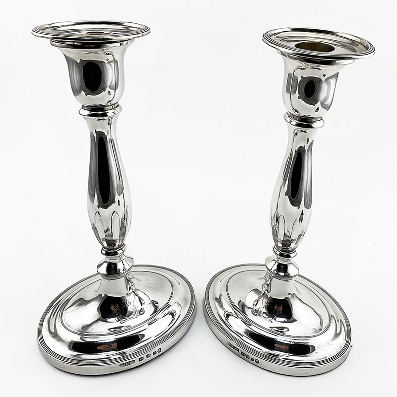 Elegant Pair of Georgian Sterling Silver Candlesticks (1794)