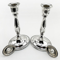 Elegant Pair of Georgian Sterling Silver Candlesticks