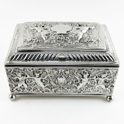 Decorative Victorian Sterling Silver Jewellery or Trinket Box (1880)