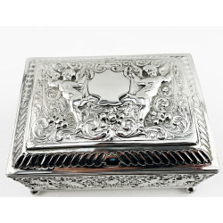 Decorative Victorian Sterling Silver Jewellery or Trinket Box