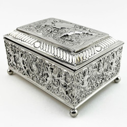 Decorative Victorian Sterling Silver Jewellery or Trinket Box