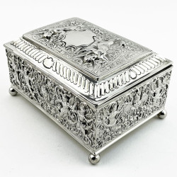 Decorative Victorian Sterling Silver Jewellery or Trinket Box