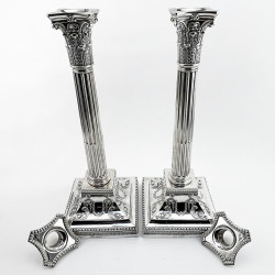 Superb Pair of Edwardian Sterling Silver Candlesticks