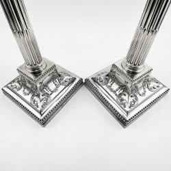 Superb Pair of Edwardian Sterling Silver Candlesticks