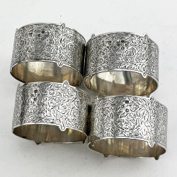Boxed Set of Four Victorian Sterling Silver Napkin Rings