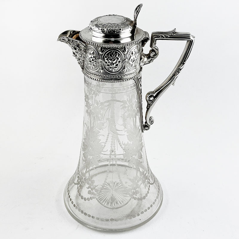 Victorian Floral Engraved Sterling Silver Claret Jug (1868)