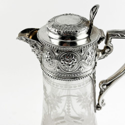 Victorian Floral Engraved Sterling Silver Claret Jug