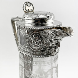 Victorian Floral Engraved Sterling Silver Claret Jug