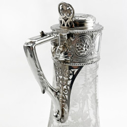 Victorian Floral Engraved Sterling Silver Claret Jug