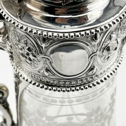 Victorian Floral Engraved Sterling Silver Claret Jug