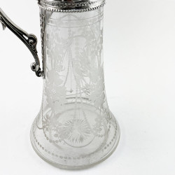 Victorian Floral Engraved Sterling Silver Claret Jug