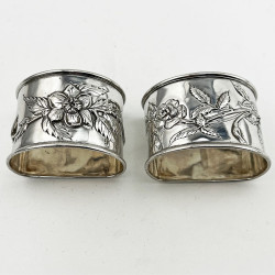 Beautiful Pair of Victorian Sterling Silver Napkin Rings (1885)
