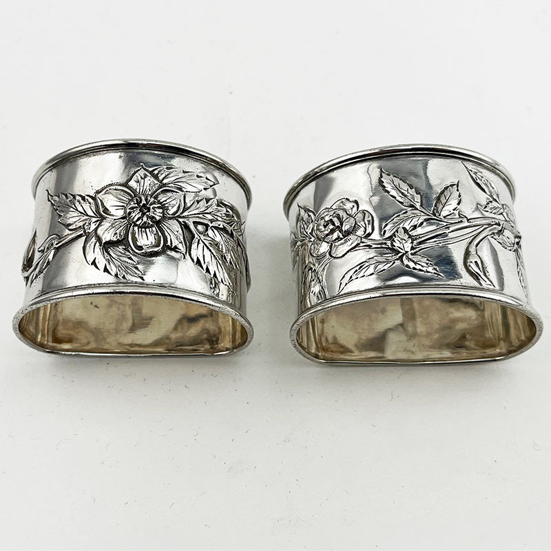 Beautiful Pair of Victorian Sterling Silver Napkin Rings (1885)