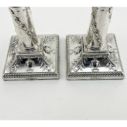Attractive Pair of Neo Classical Style Sterling Silver Candlesticks
