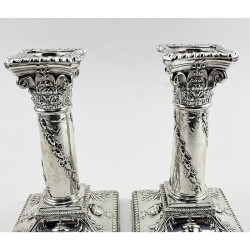Attractive Pair of Neo Classical Style Sterling Silver Candlesticks