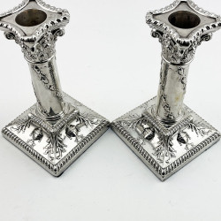 Attractive Pair of Neo Classical Style Sterling Silver Candlesticks