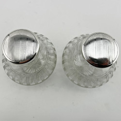 Pair of Stylish Sterling Silver and Glass Perfume Bottles