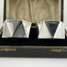 Good Gauge Boxed Pair of Hexagonal Sterling Silver Napkin Rings