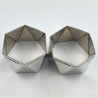 Good Gauge Boxed Pair of Hexagonal Sterling Silver Napkin Rings