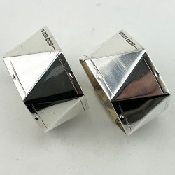 Good Gauge Boxed Pair of Hexagonal Sterling Silver Napkin Rings
