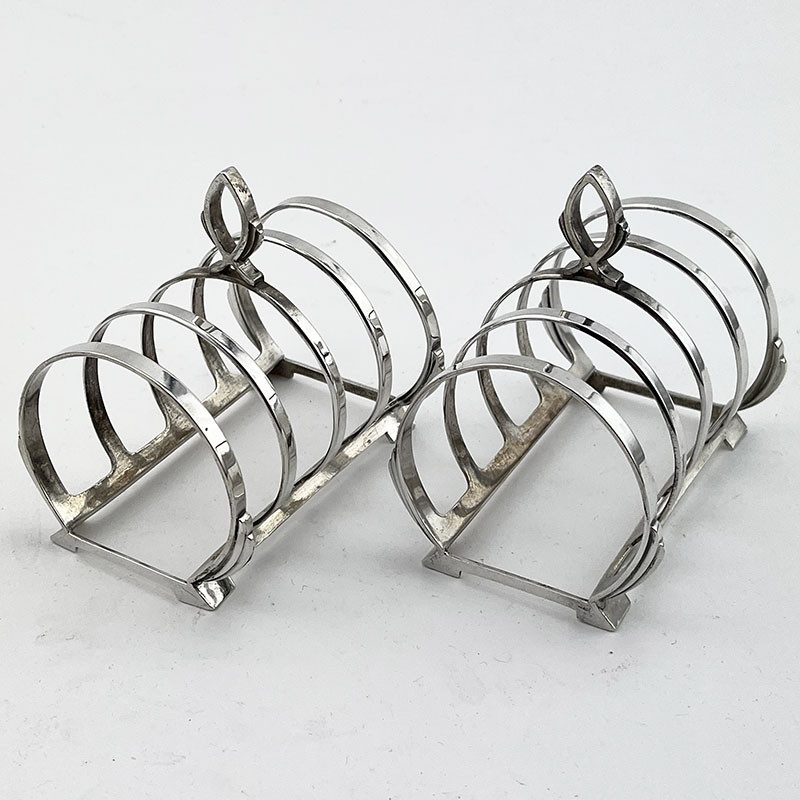 Pair of Art Deco Style Sterling Silver Toast Racks (1949)