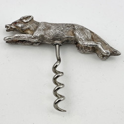 Good Quality Cast Sterling Silver Fox Corkscrew (1964)
