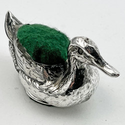 Edwardian Sterling Silver Duck Pin Cushion