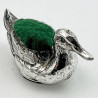 Edwardian Sterling Silver Duck Pin Cushion