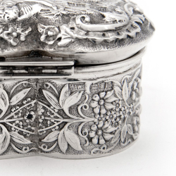 Antique Mappin & Webb Heart Shaped Silver Trinket Box