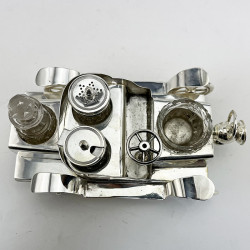 Unusual Victorian Silver Plated Vintage Car Cruet Set