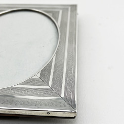 Stylish Engine Turned Sterling Silver Photo Frame