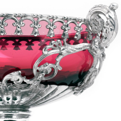 Victorian Silver Plated Fruit Bowl with a Ruby Glass Liner