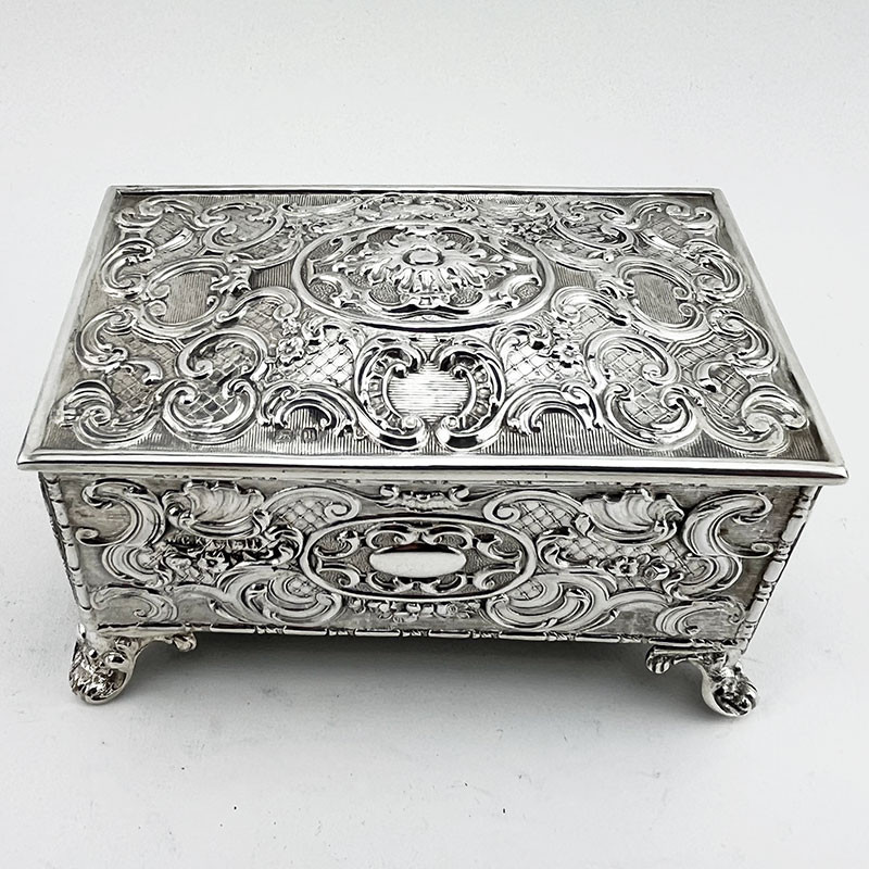 Edwardian Chest Shaped Sterling Silver Jewellery or Trinket Box (1910)