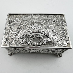 Edwardian Chest Shaped Sterling Silver Jewellery or Trinket Box