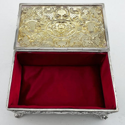Edwardian Chest Shaped Sterling Silver Jewellery or Trinket Box