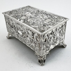 Edwardian Chest Shaped Sterling Silver Jewellery or Trinket Box
