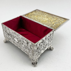 Edwardian Chest Shaped Sterling Silver Jewellery or Trinket Box