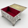 Edwardian Chest Shaped Sterling Silver Jewellery or Trinket Box