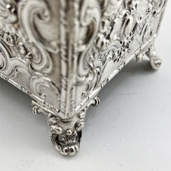 Edwardian Chest Shaped Sterling Silver Jewellery or Trinket Box