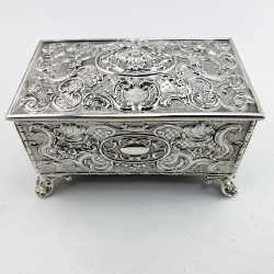 Edwardian Chest Shaped Sterling Silver Jewellery or Trinket Box