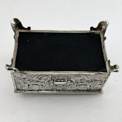 Edwardian Chest Shaped Sterling Silver Jewellery or Trinket Box
