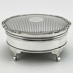Smart Oval Sterling Silver Jewellery or Trinket Box (1924)